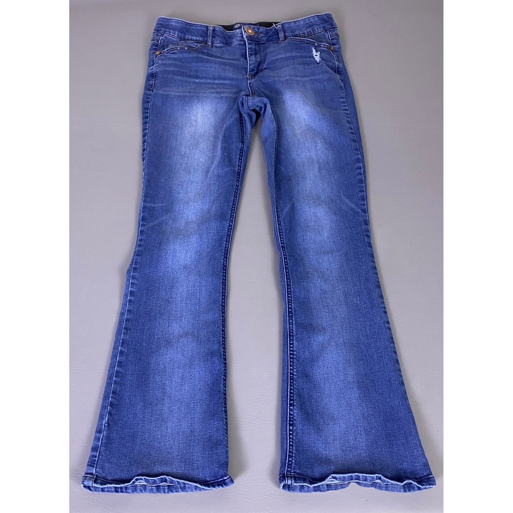 Democracy Ab Solution Flare Jeans Women's Size 12‎ Blue Medium Wash Distressed